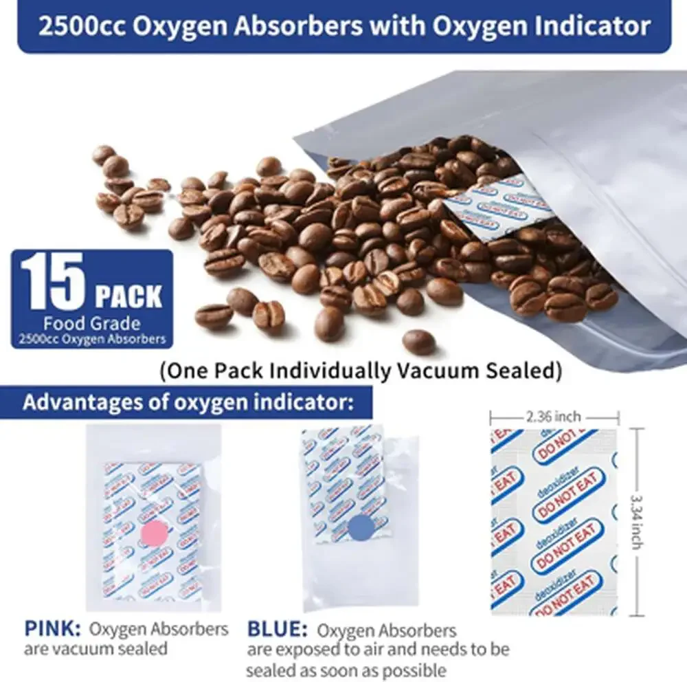 5 Gallon Mylar Food Storage Bags with Oxygen Absorbers, Waterproof, Bpa-Free